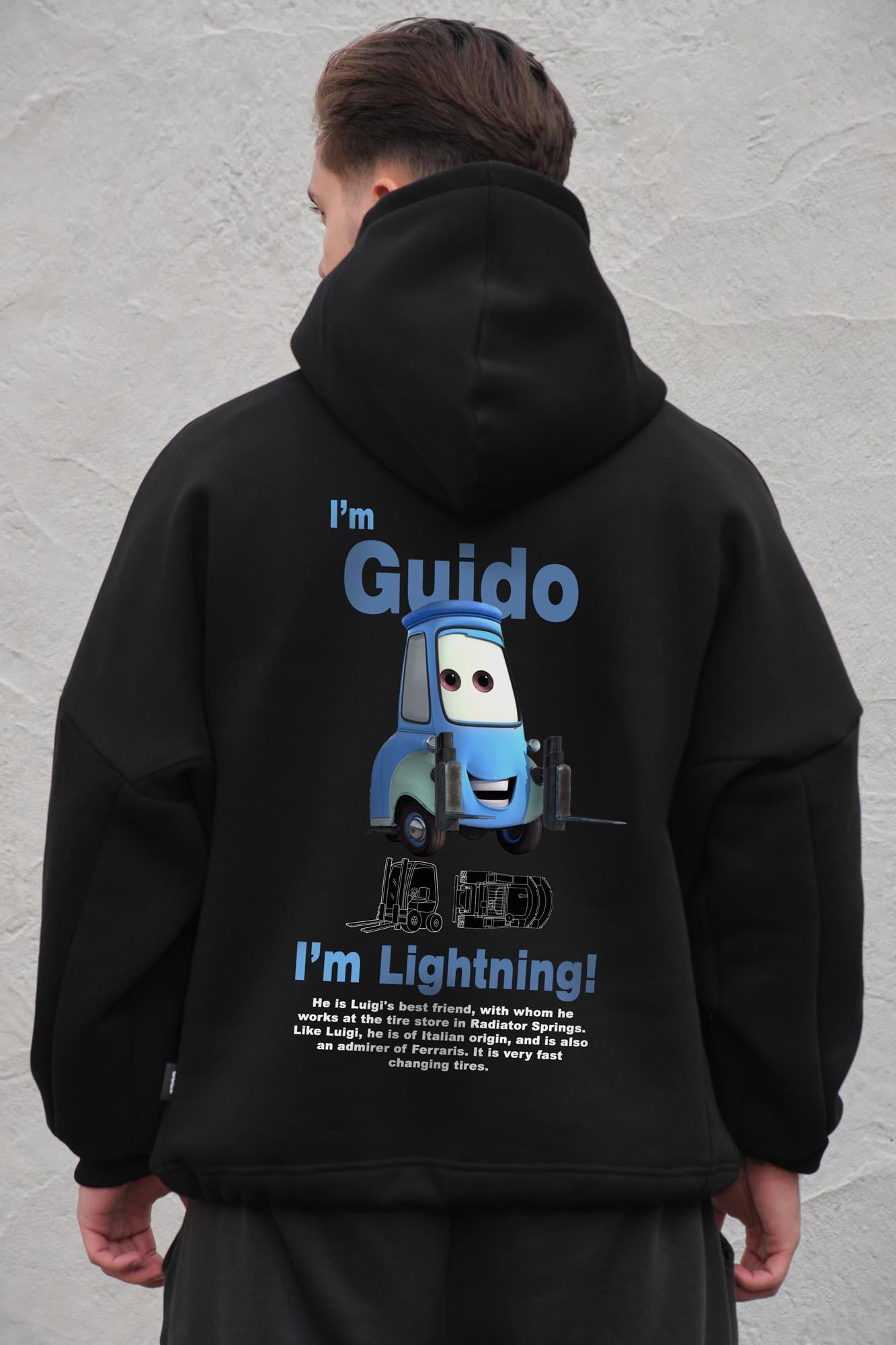 Худи на флисе с капюшоном и принтом оверсайз Without Guido One size Black (8056481 8056482)