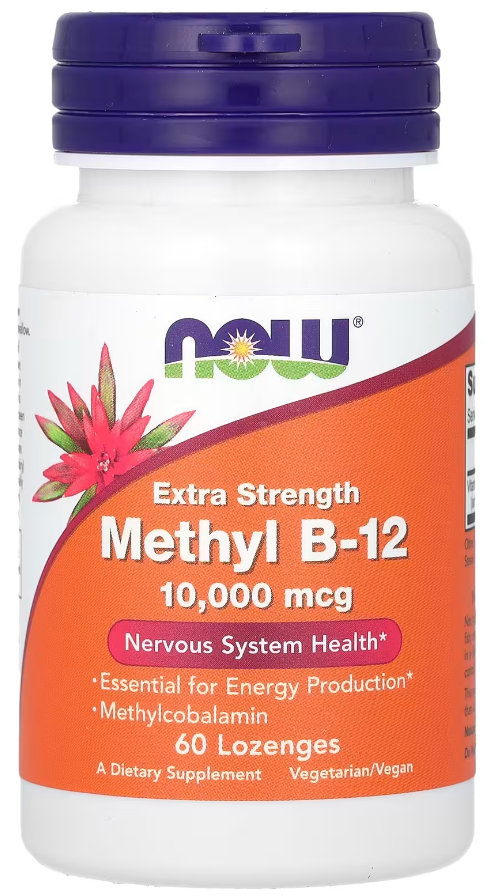 Вітамін B-12 метилкобаламін NOW Foods Methyl B-12 10000 мкг 60 льодяників