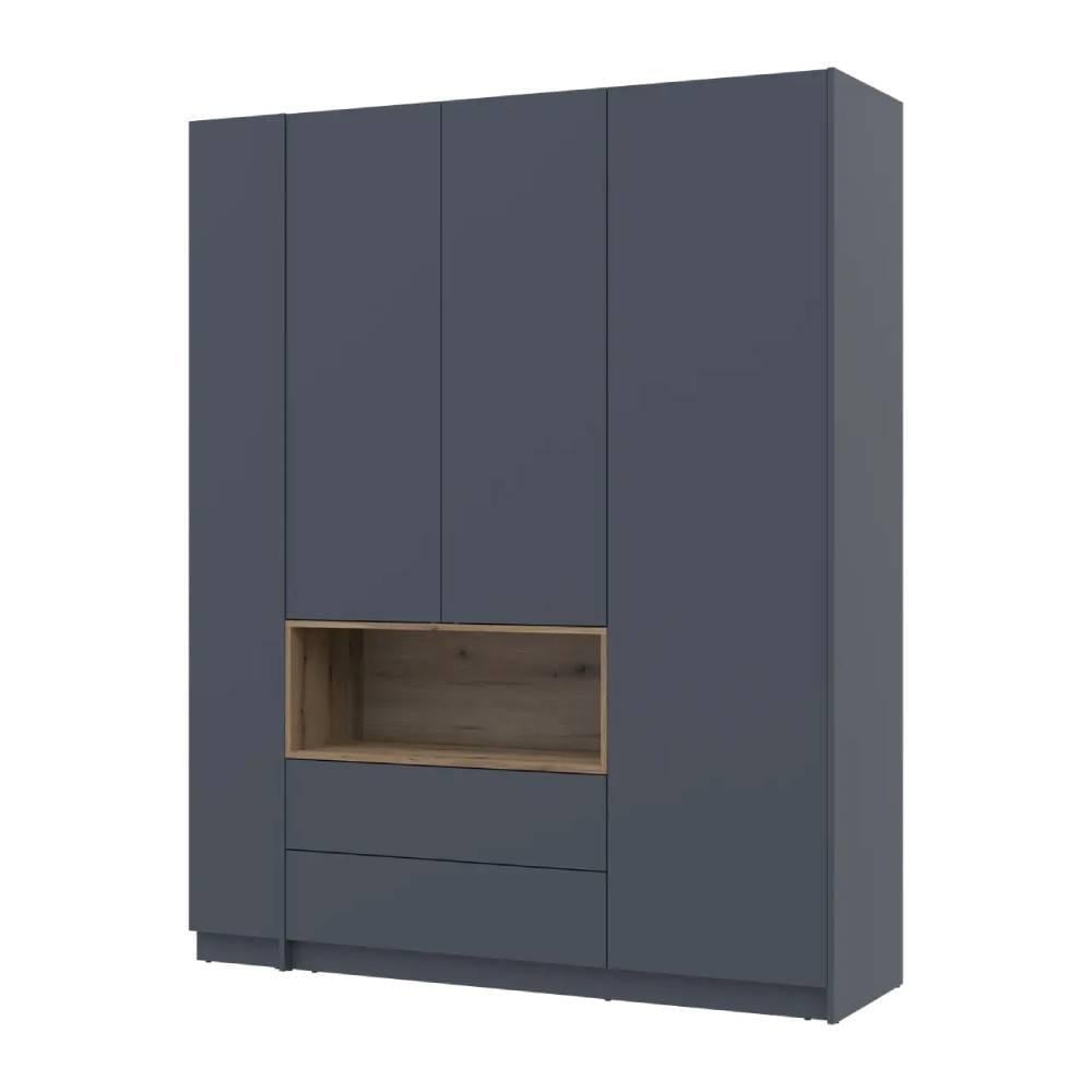 Шкаф для одежды с нишей и этажеркой Doros Дейл DRS-011725 3 ДСП 178х52х220 см Графит/Дуб Эвок (44900337)