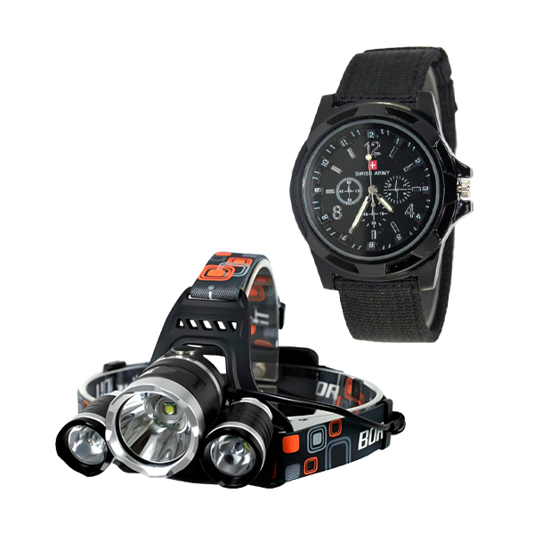Фонарь налобный и часы Army (2968922072)