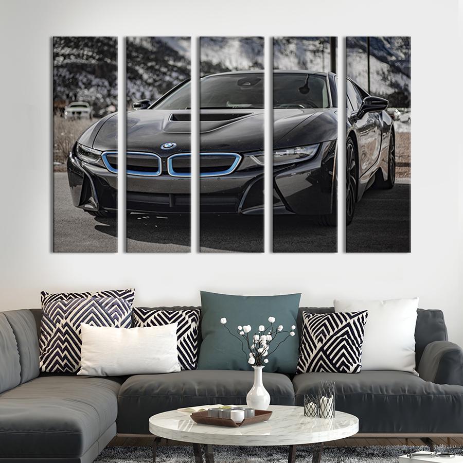 Картина модульная из 5 частей Крутой автомобиль BMW i8 155x95 см (115-51)