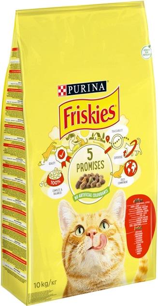 Корм сухий для дорослих котів Friskies з яловичиною/куркою та овочами 10 кг