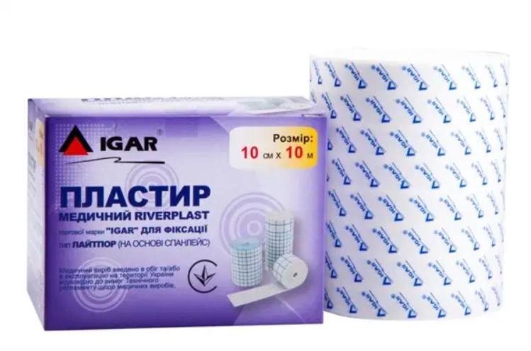 Пластир медичний RiverPlast IGAR Лайтпор 10 см x 10 м основа спанлейсу (AN008208)