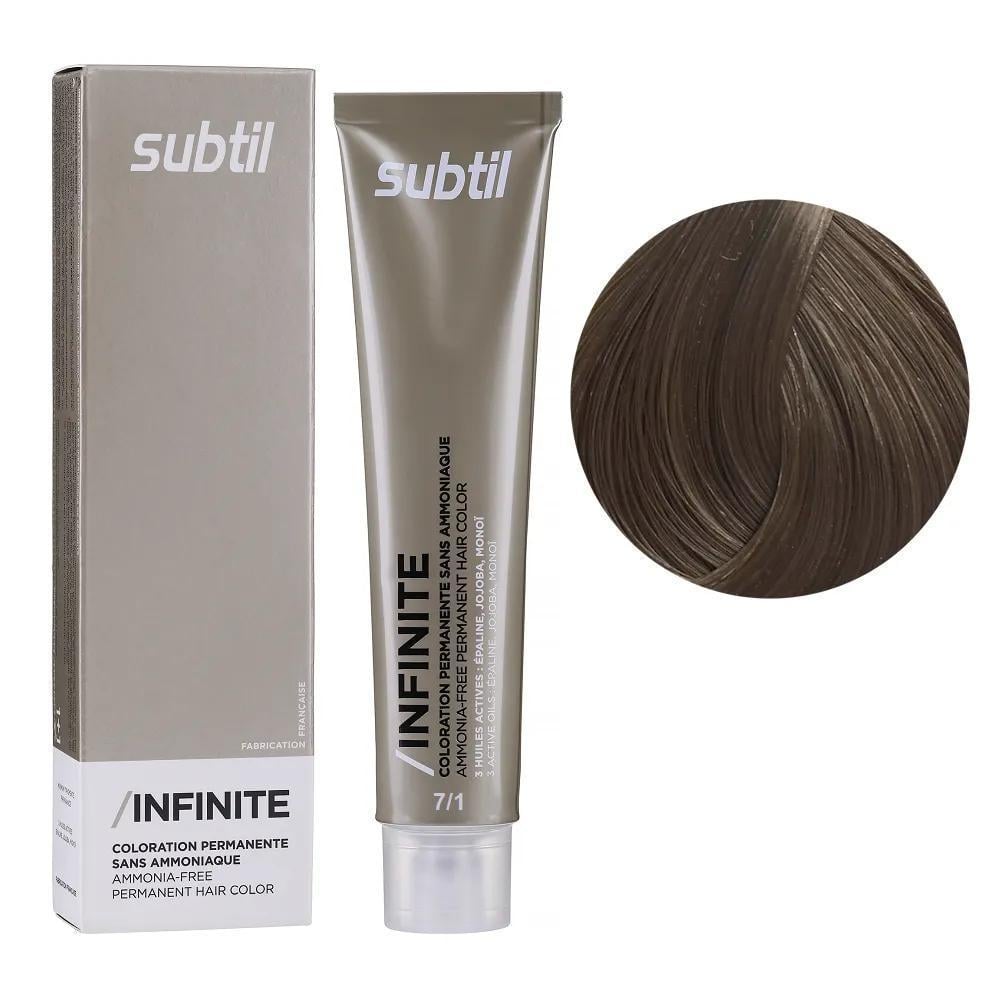 Крем-краска безаммиачная для волос Subtil Infinite Permanent Hair Color 7.1 Блондин пепельный 60 мл