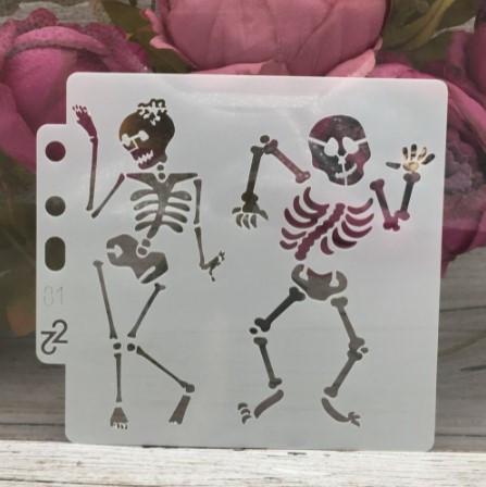 Трафарет для Хэллоуина Скелеты 13х13 см Серый (7615)