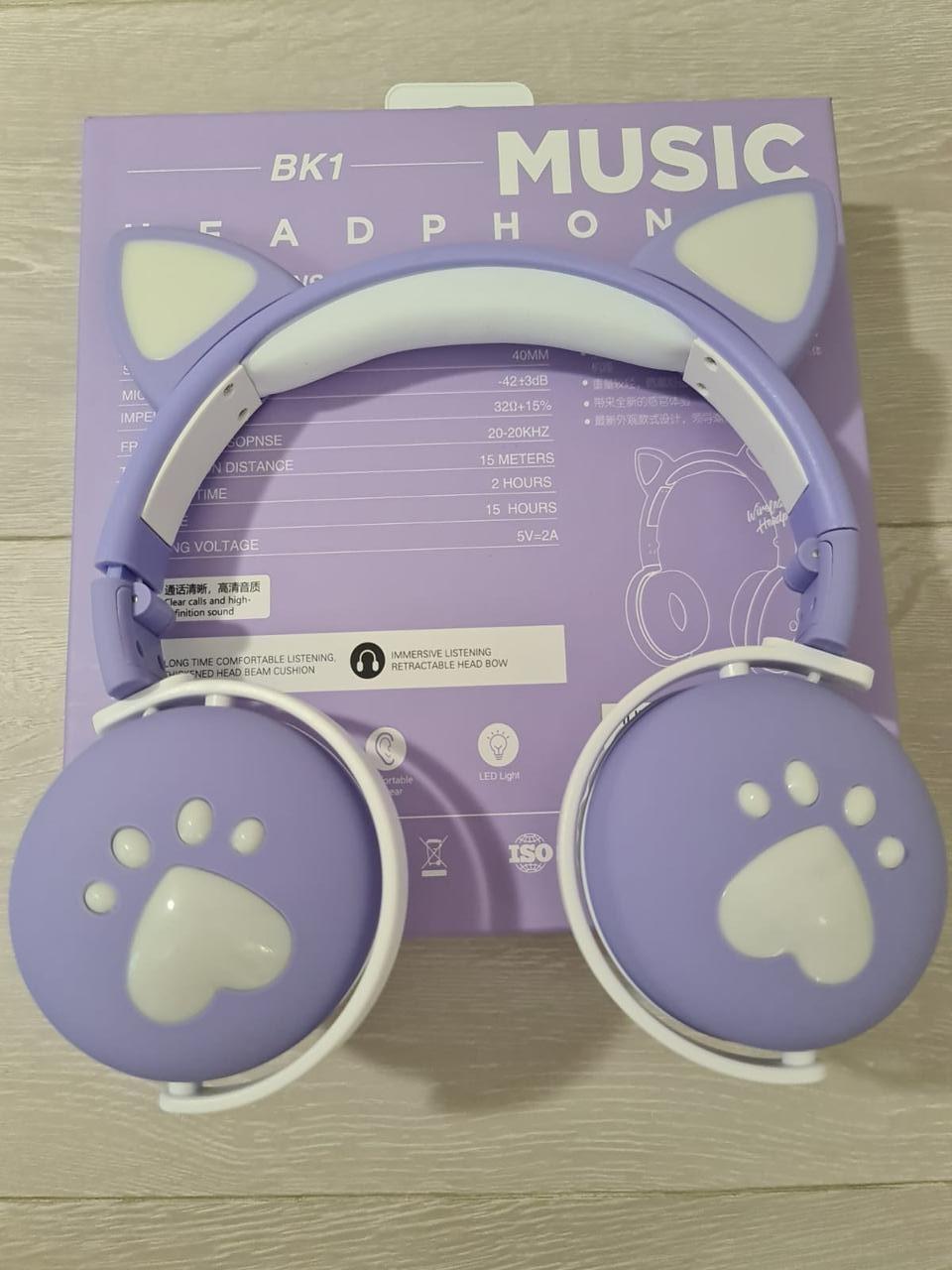 Навушники бездротові дитячі CAT ВК-1 LED Світло-фіолетовий (26389245) - фото 3 Навушники бездротові дитячі CAT ВК-1 LED Світло-фіолетовий (26389245) - фото 3