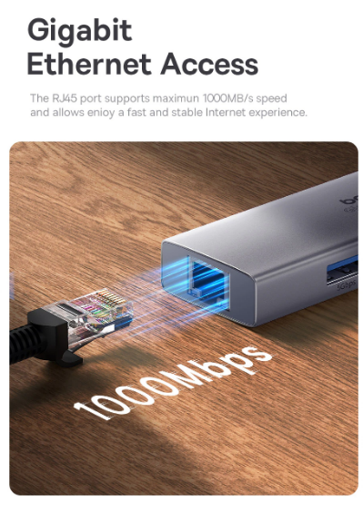 USB-концентратор BASEUS із Ethernet-портом baseus RJ45 1000 Mbps (1947074395) - фото 5