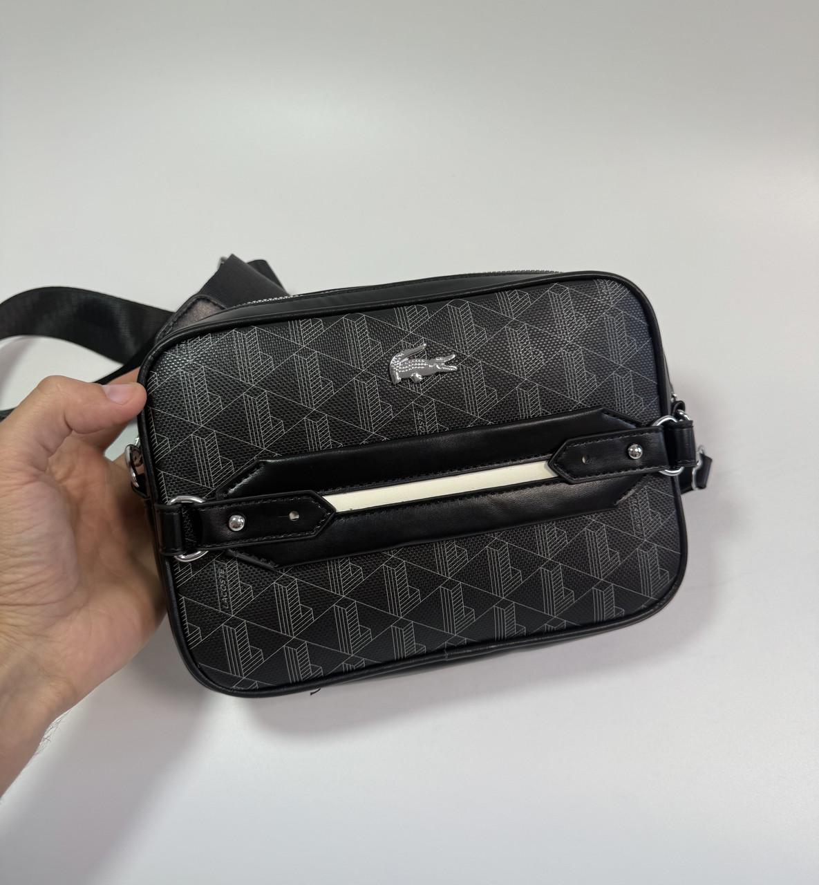 Сумка Lacoste monogram через плечо Черный - фото 3