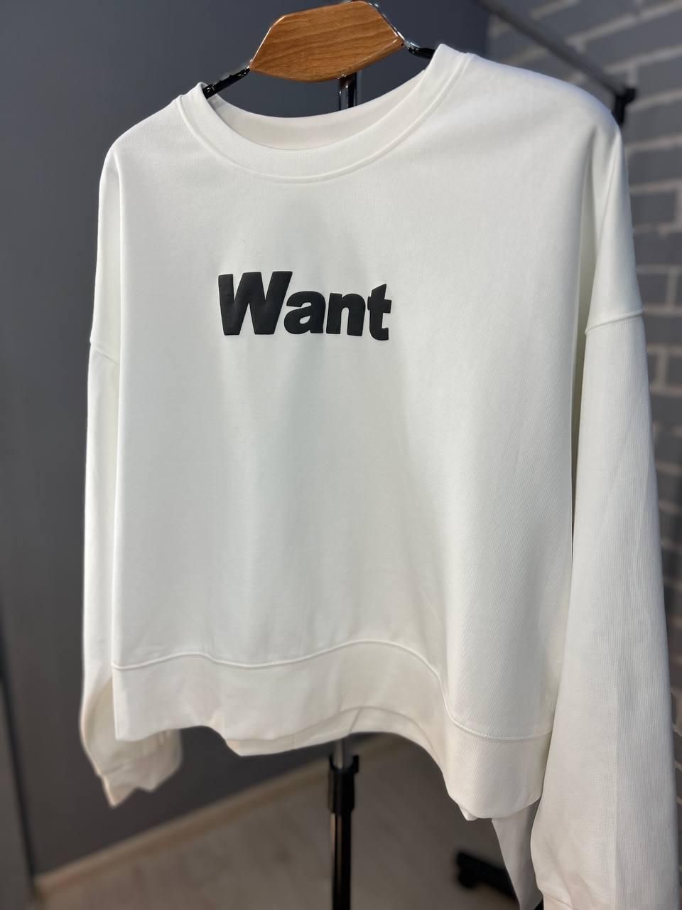 Світшот жіночий U S 293 WANT широкий попереду OS Білий (1512) - фото 9