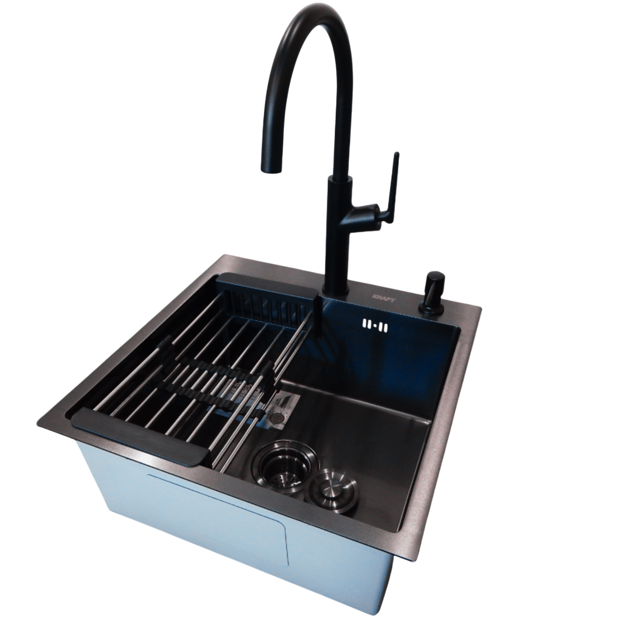 Комплект кухонной мойки Kraft Handmade PVD HS 5050 3,0/1,0 мм Черный (39068)