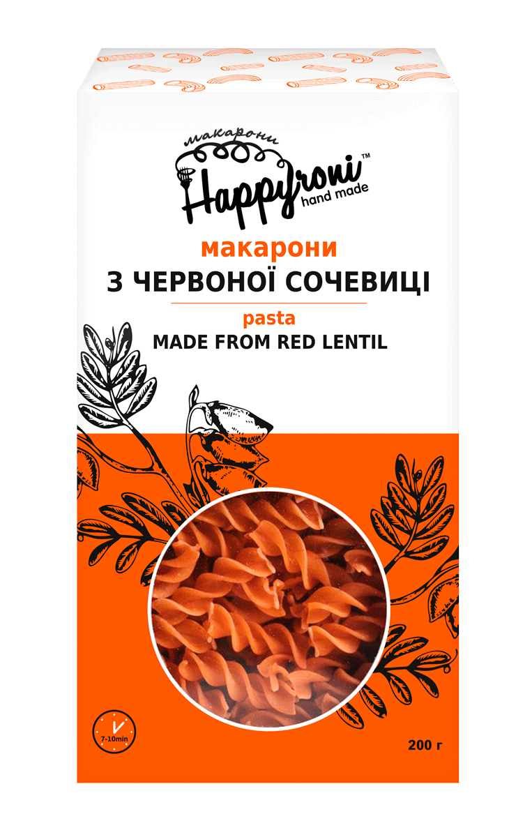 Спиральки из красной чечевицы Happyroni без глютена 200 г