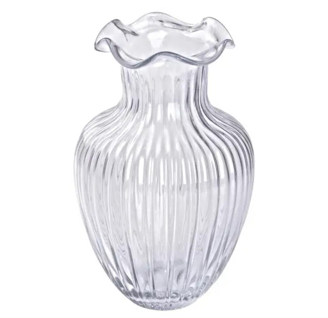 Ваза декоративная YIWU Small Wave стеклянная 24,5 см Прозрачный (HP-1701)