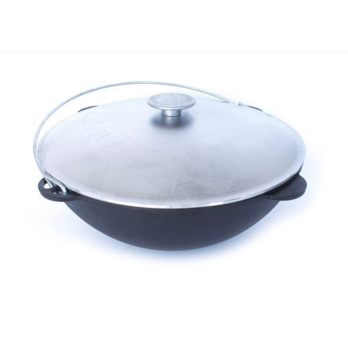 Казан чугунный походный с алюминиевой крышкой Биол 8 л (07081)