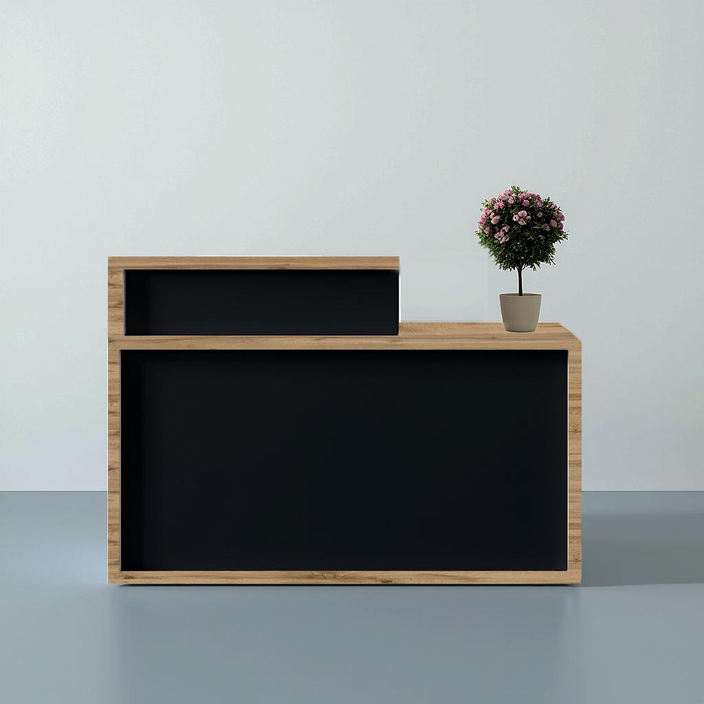 Стойка-ресепшн/4 Tobi Sho правосторонняя для офиса/салона 1600х600х1050 мм Дуб аппалачи/Черный (58689922) - фото 3