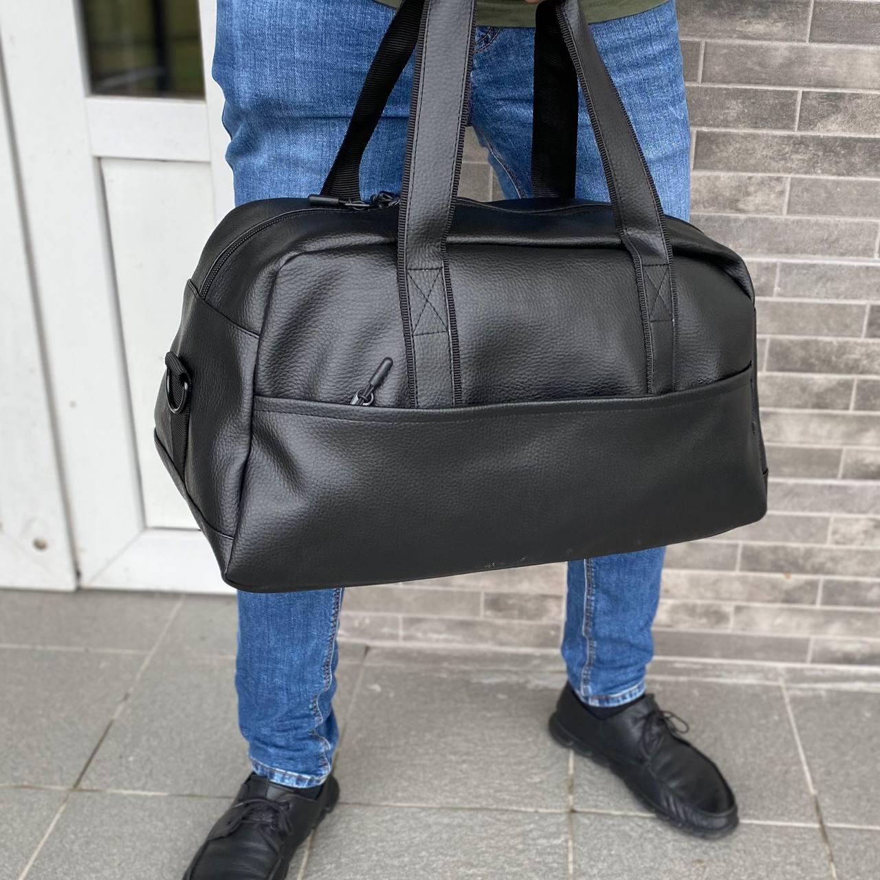 Спортивная сумка Medium кожзам Черный (S06)