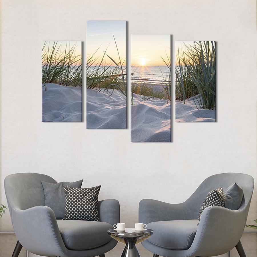 Картина модульна з 4 частин Трава і білий пісок на березі Балтійського моря M 89х56 см (436-42)