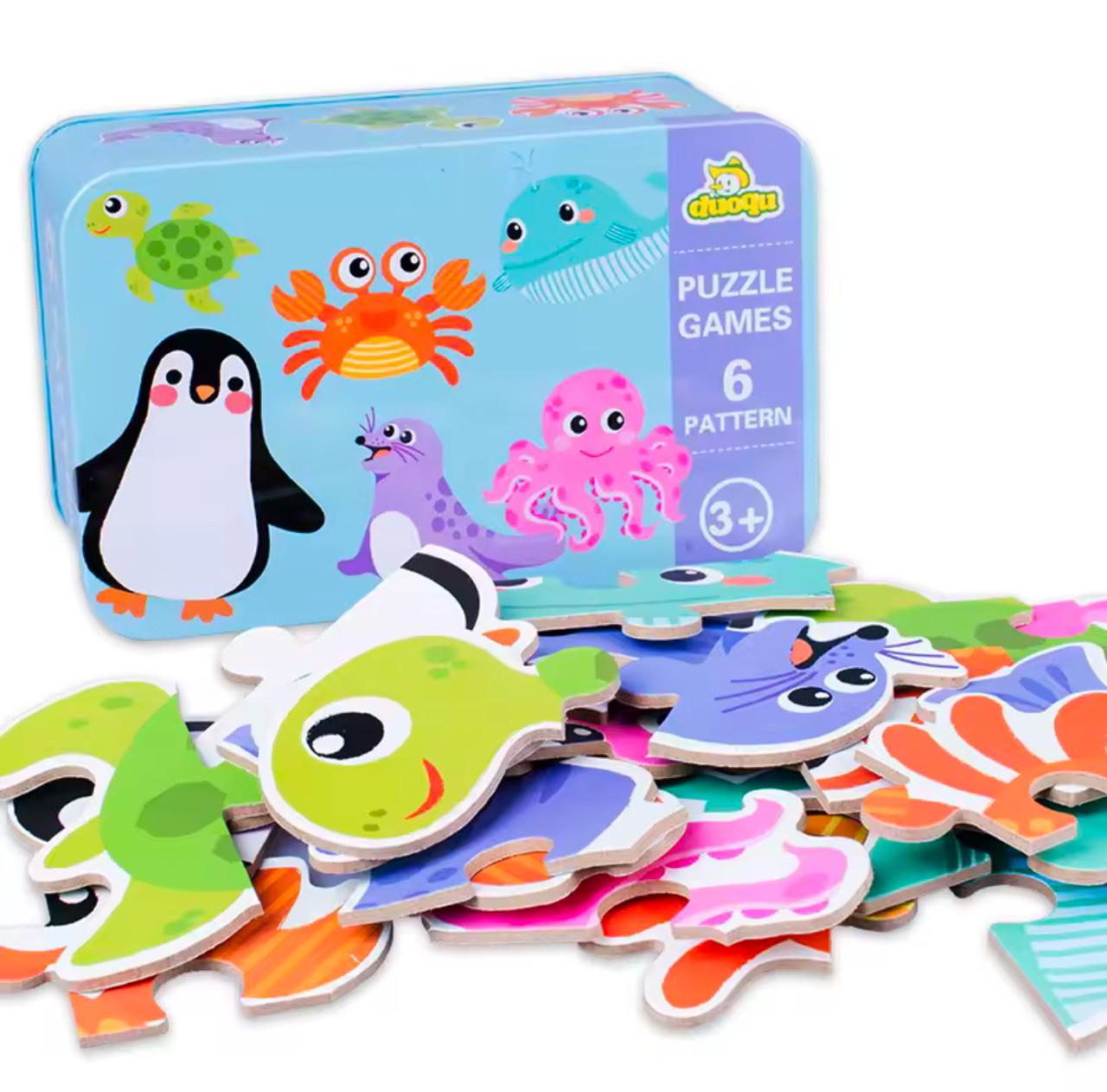 Дитячі пазли Морські мешканці 6 картонних ігор (21А) Дитячі пазли Морські мешканці 6 картонних ігор (21А)