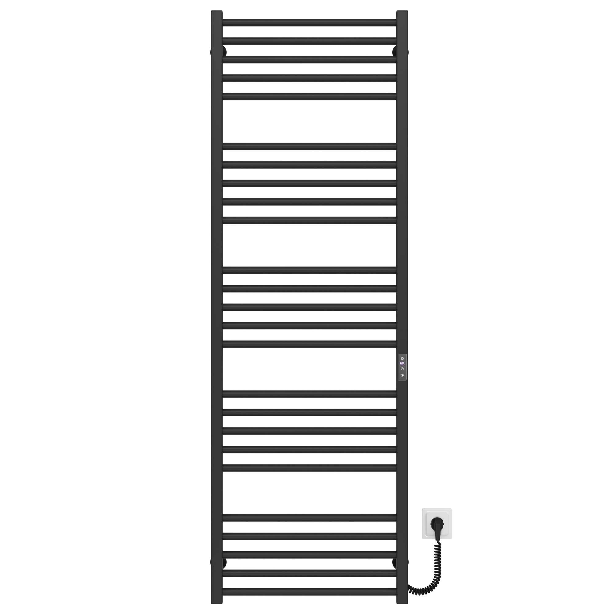 Полотенцесушитель электрический Deffi Lima П25 JD04 правое подключение нержавеющая сталь 500х1600 мм Черный (A.LI.160.50.25.EBR2)