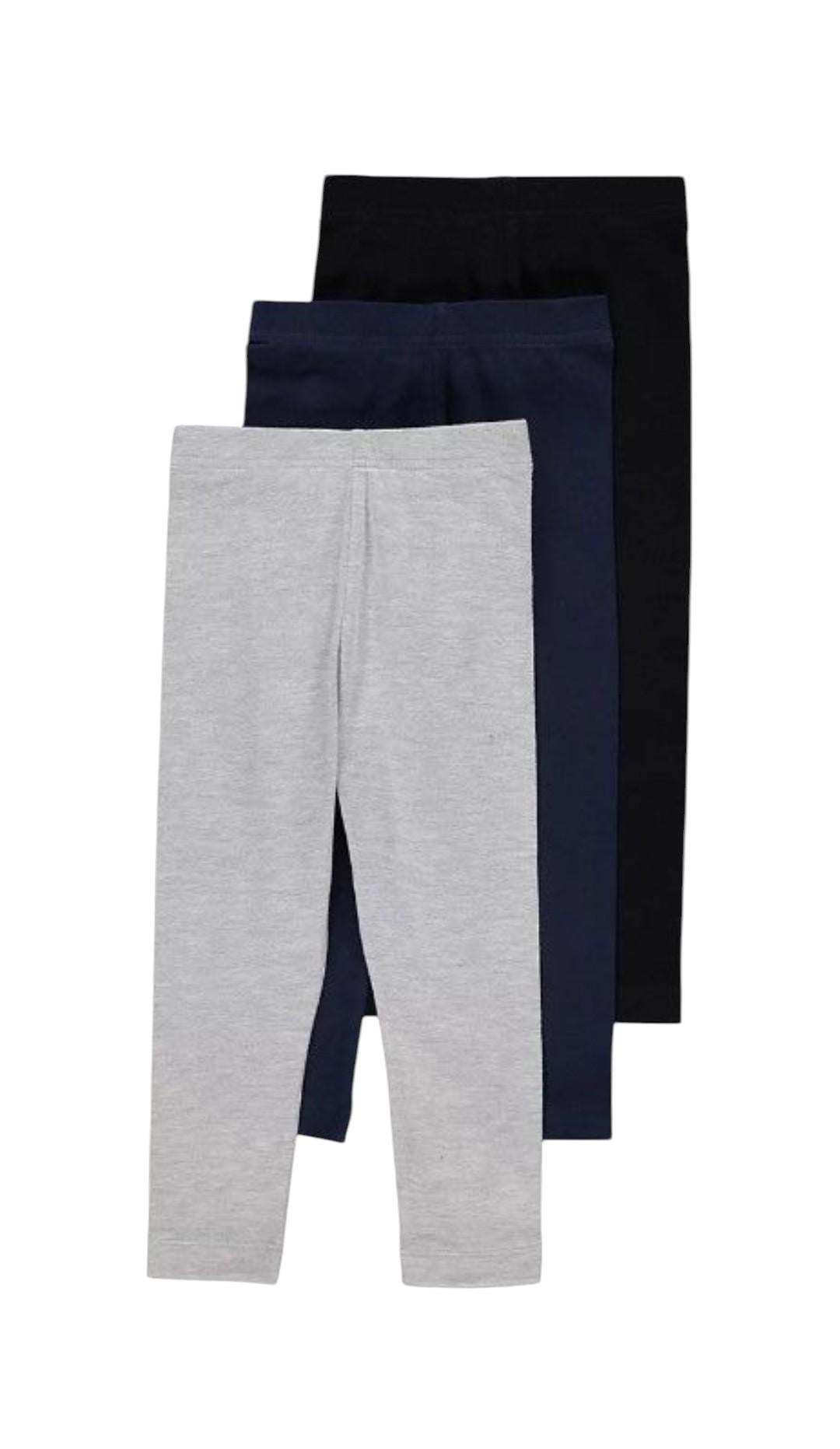 Набір дитячих лосин для дівчинки Lupilu 122-128 см 3 шт. Чорний/Темно-синій/Сірий меланж (26022126C)