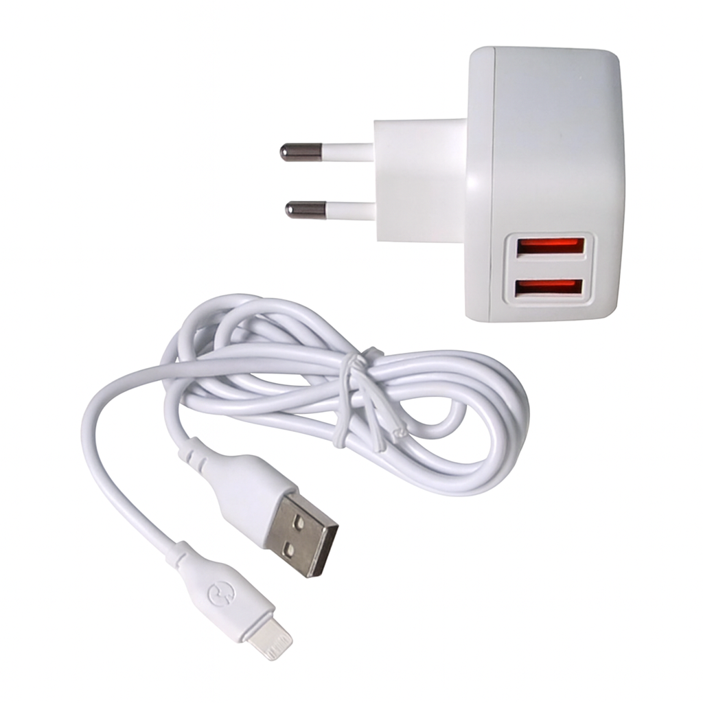 Адаптер KONI Strong мережевий Lightning Cable KS74L 2USB 2,4 A White (546481)