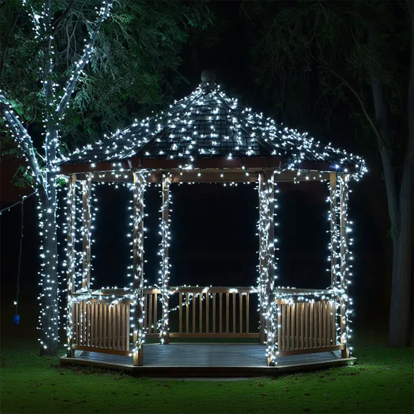 Гирлянда Нить уличная 1000 LED на солнечной батарее 100 м с пультом Белый (21-107-SB1000L100MBW) - фото 1