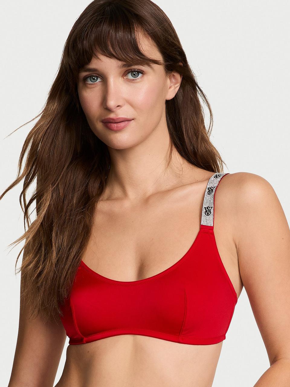 Бюстгальтер Victoria's Secret Shine Strap Scoop Bralette L Красный (2406071621)