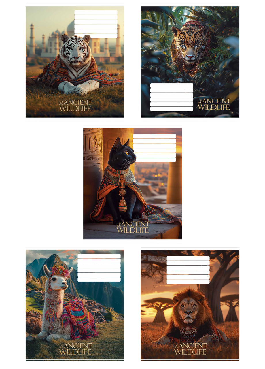 Тетради Школярик Ancient wildlife 3547 ВД-лак в линию 5 шт. по 18 л. (4820006470470)