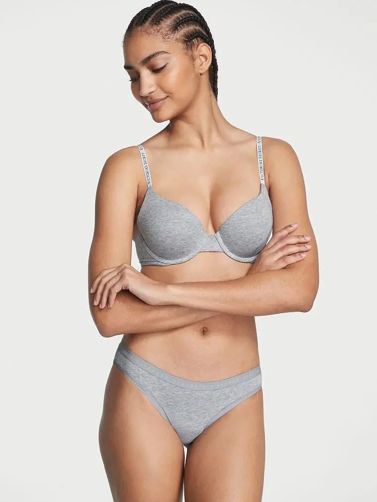 Трусики бікіні Victoria's Secret Cotton Bikini Panty Gray XS Сірий (26819058)