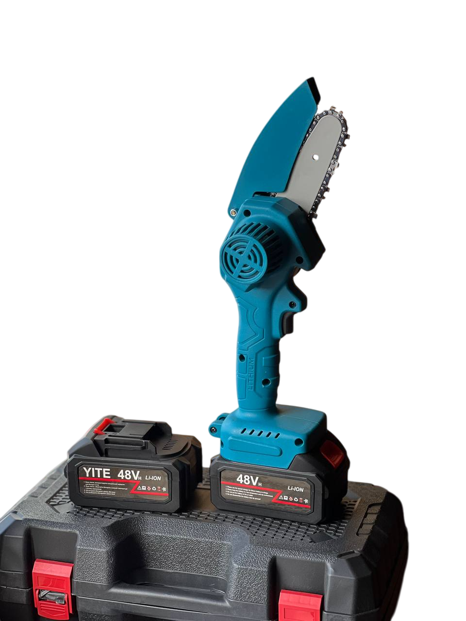 Пила цепная аккумуляторная электрическая для обрезки деревьев и веток с 2 аккумуляторами 48V 4" шина 10 см (1153)