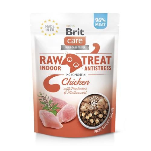 Ласощі для котів Brit Raw Treat Indoor & Antistress Freeze-dried з куркою 40 г Ласощі для котів Brit Raw Treat Indoor & Antistress Freeze-dried з куркою 40 г