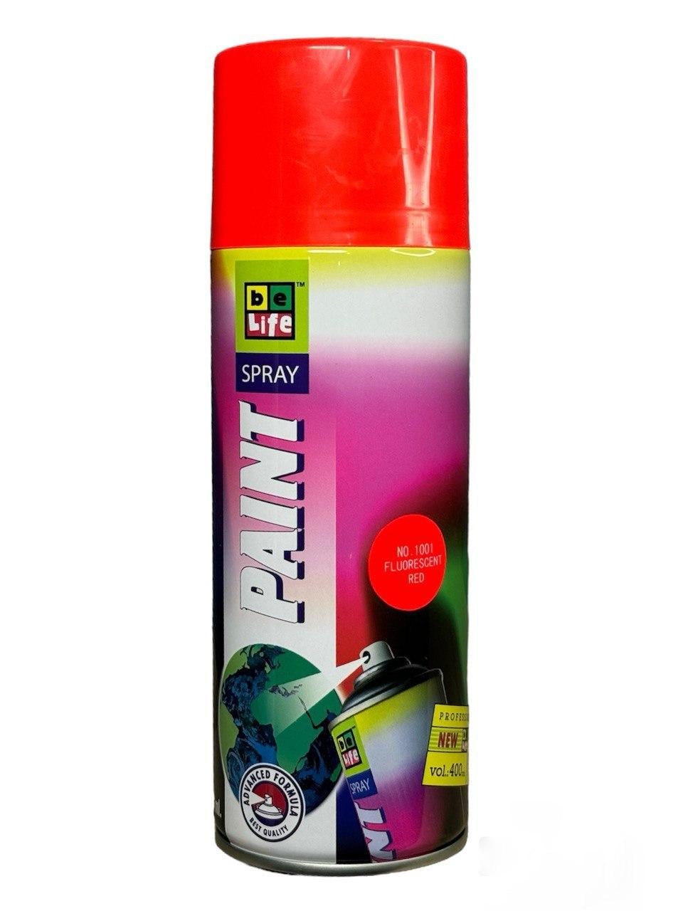 Аерозольна фарба Belife Fluor Paint флуоресцентна 400 мл Червоний (1001)