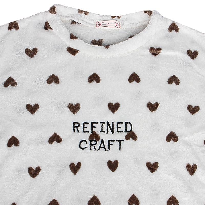 Женская теплая пижама Lesko Heart Brown XL флисовая домашний костюм - фото 7