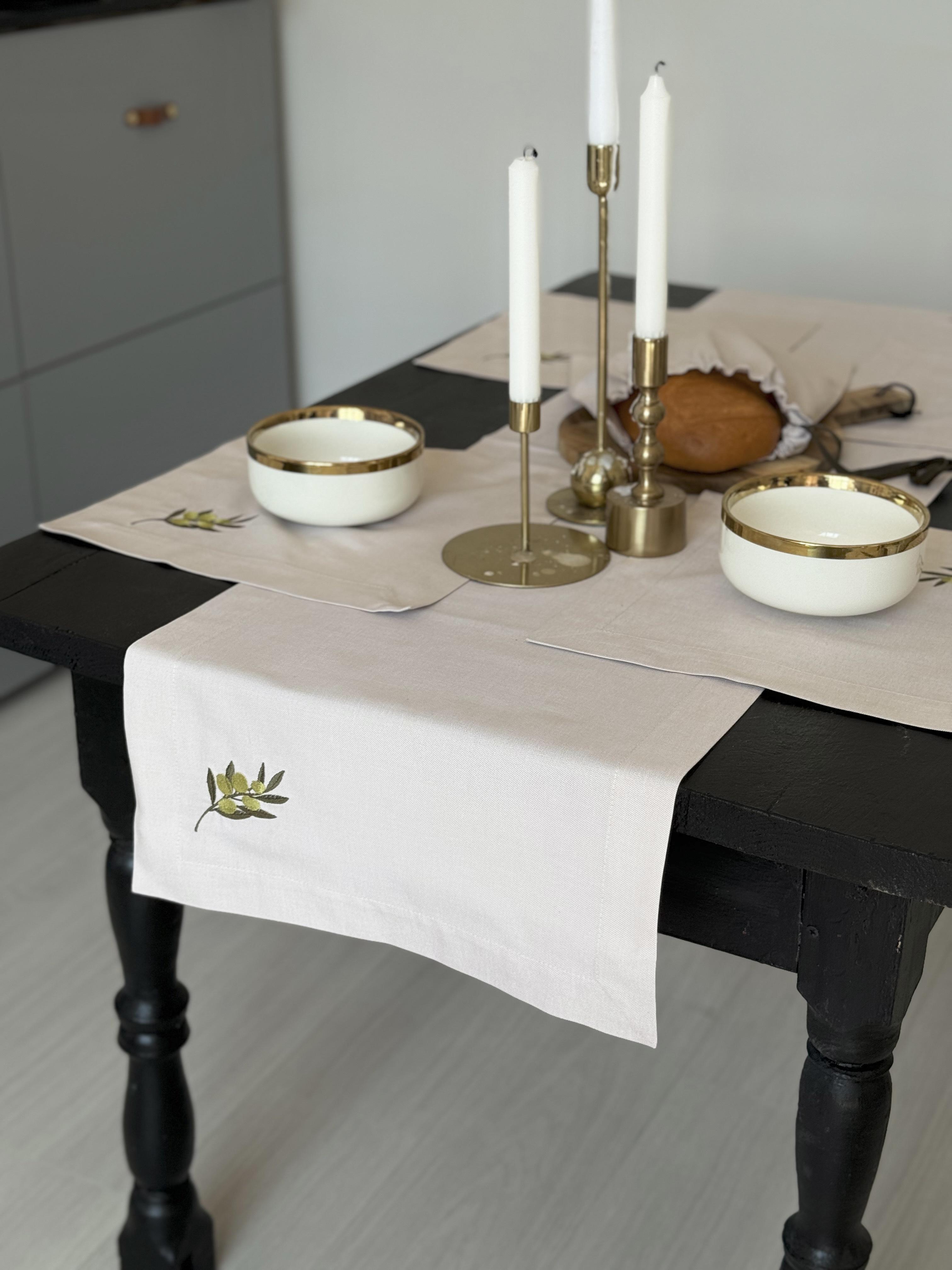 Дорожка для стола с вышивкой Оливковая ветка 140х40 см (29953466)