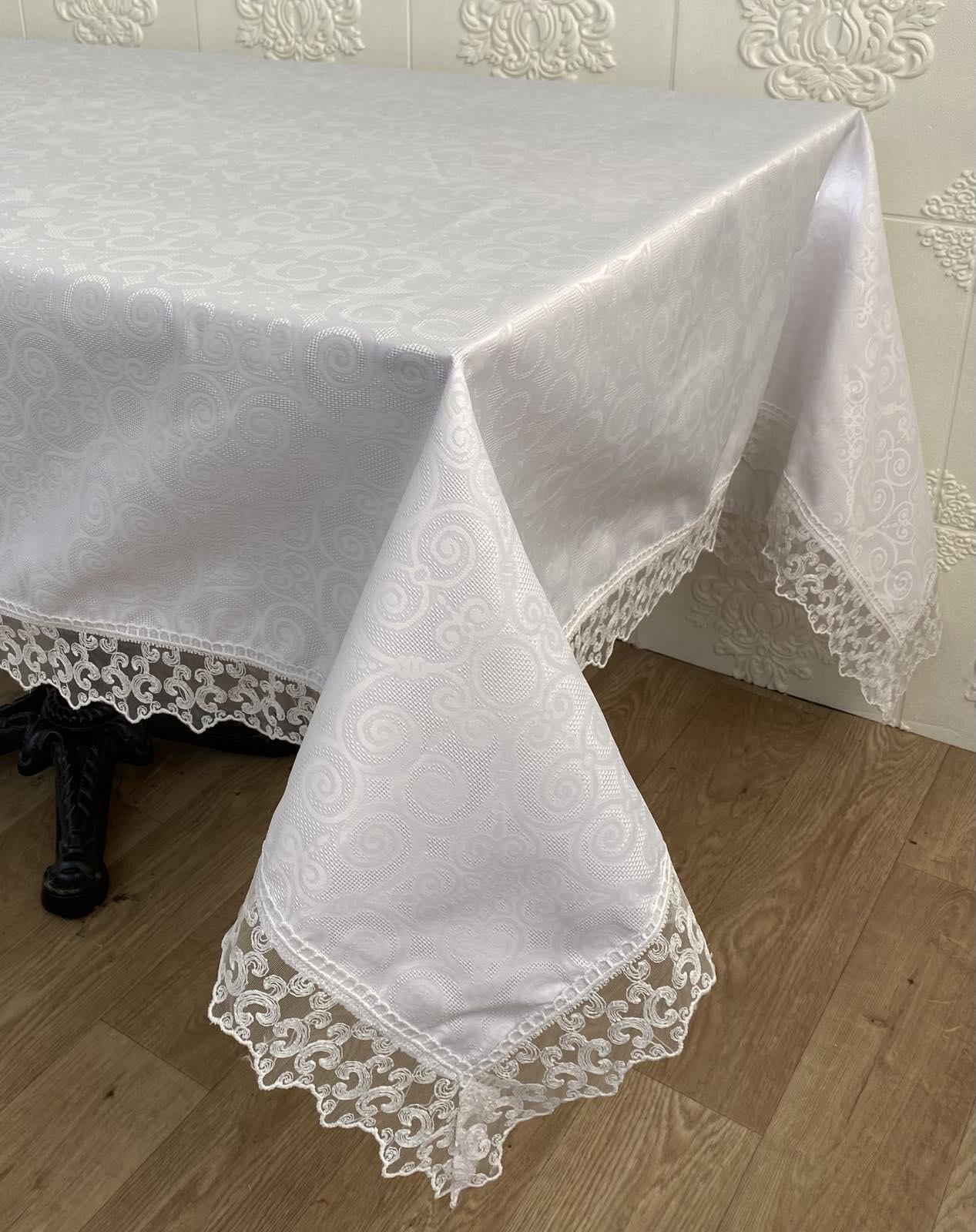Скатерть с кружевом Masali Model 515 140x180 см White (CN22281)