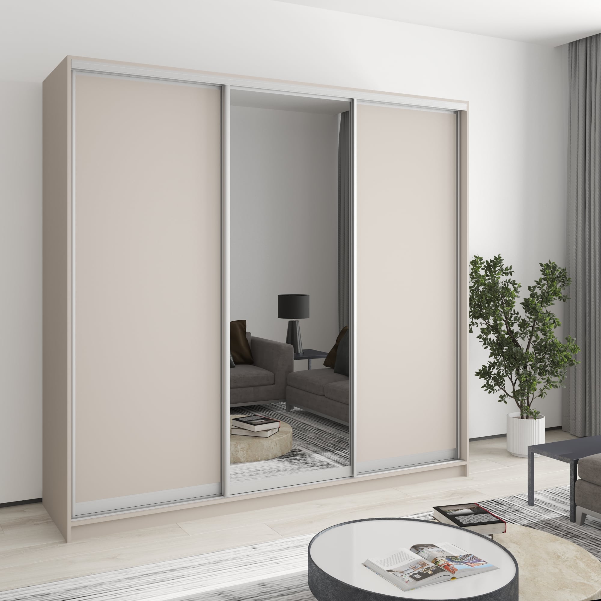 Шкаф-купе трехдверный Mebel Star Комбо AL MBS-3218 220х45х210 см Кашемир (1004388)