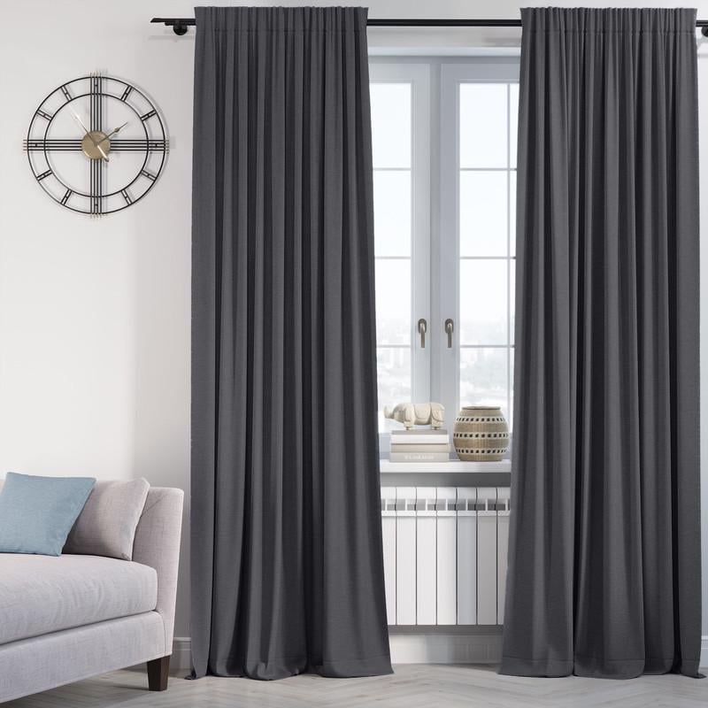 Комплект штор Lux Portiery CALIFORNIA мікровелюр подвійний 250x280 см 2 шт. Графітовий (MD 1030) - фото 1