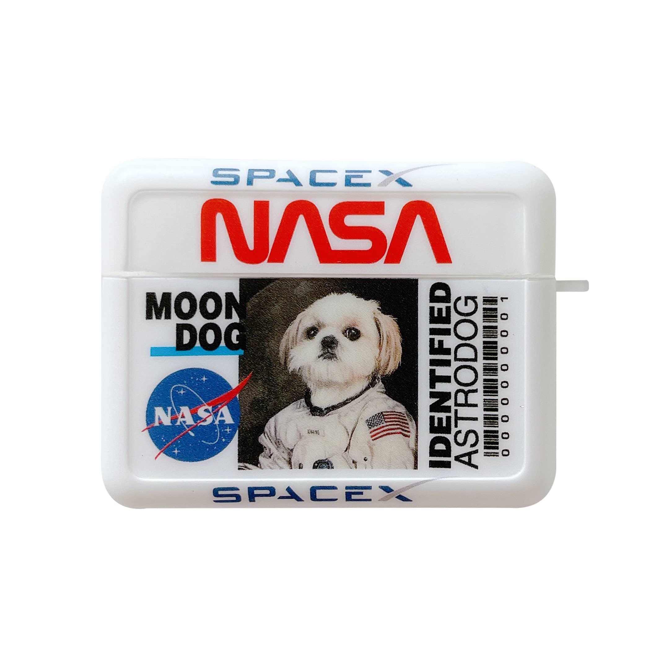Чехол для Apple Airpods Pro NASA Лунный пес Белый