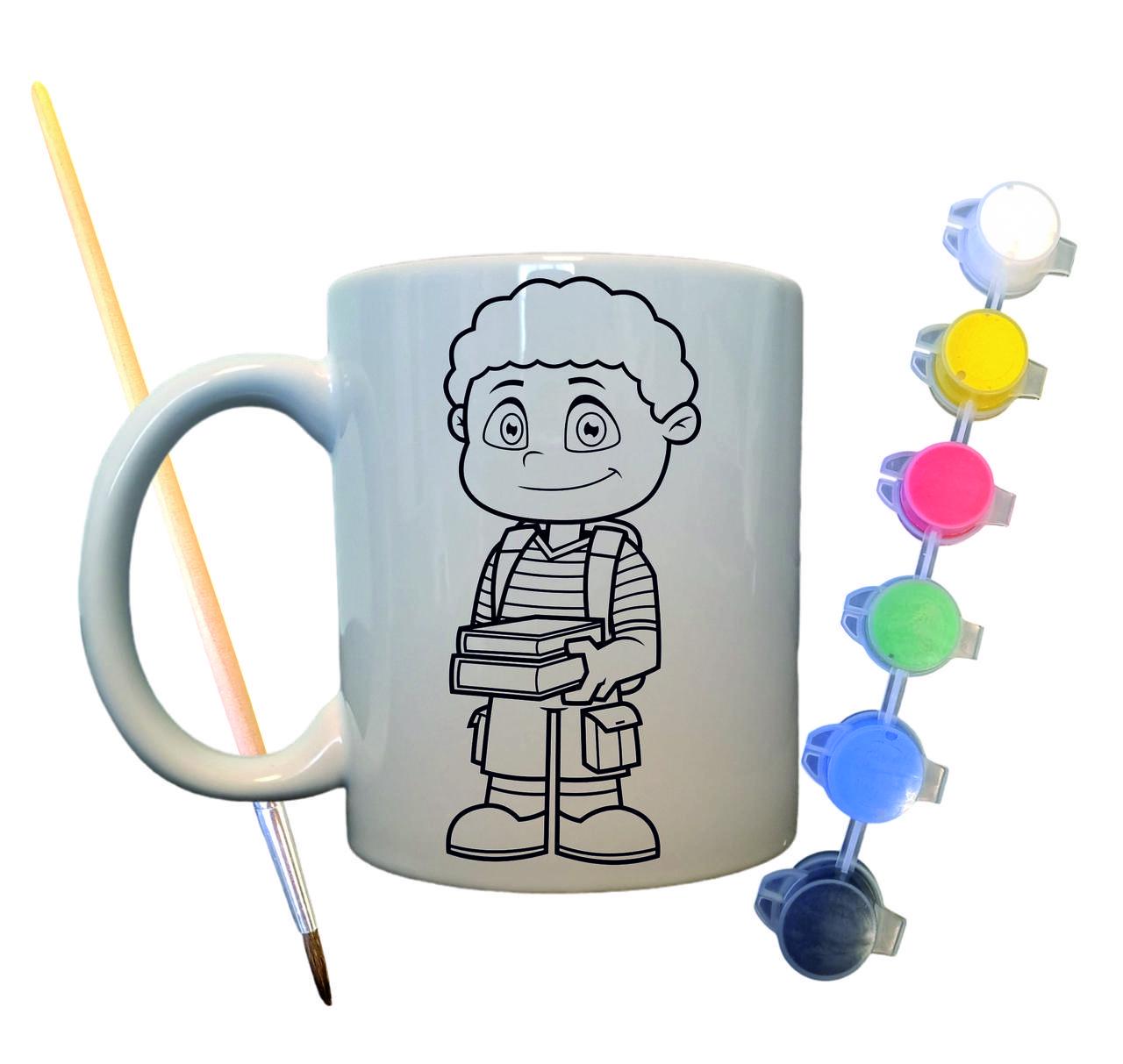 Набор для творчества кружка раскраска Школьник 330 мл Белый (КР0003) - фото 2