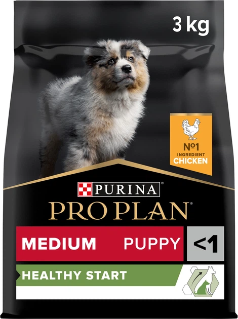Корм сухий повнораційний Purina Pro Plan Medium Puppy 1 Healthy Start для цуценят середніх пород з куркою 3 кг