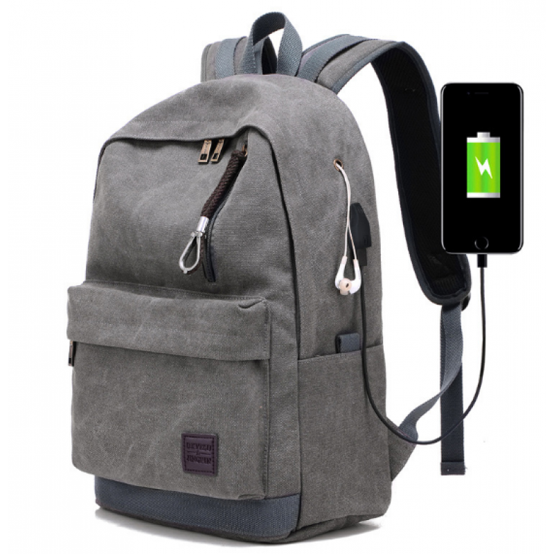 Рюкзак чоловічий брезентовий 43х36х16 см Сірий (656) - фото 3 Рюкзак чоловічий брезентовий 43х36х16 см Сірий (656) - фото 3