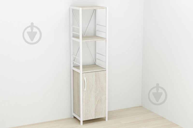 Этажерка 3/34 Ferrum-decor Серии Конект с тумбой  144x34x28 Белый ДСП Сонома (FD1010)