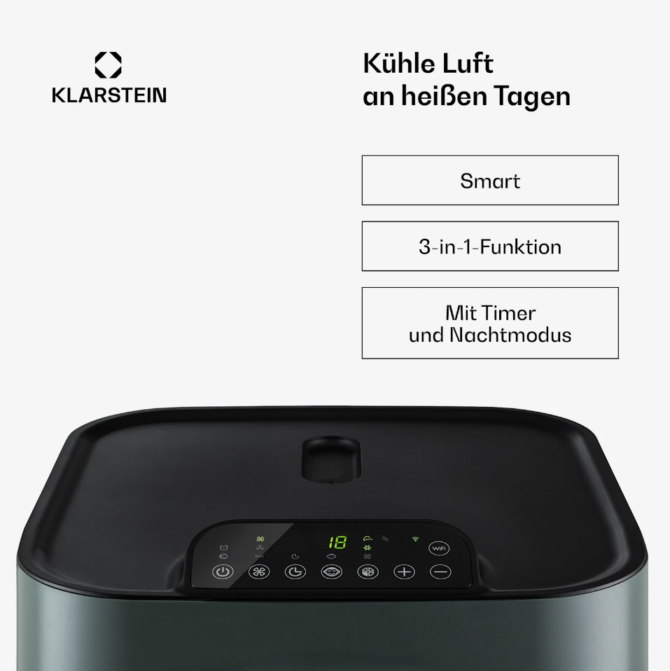 Кондиционер напольный/мобильный для дома KLARSTEIN Kraftwerk Eco Smart 11 500 БТЕ 1060 Вт (27071676) - фото 4