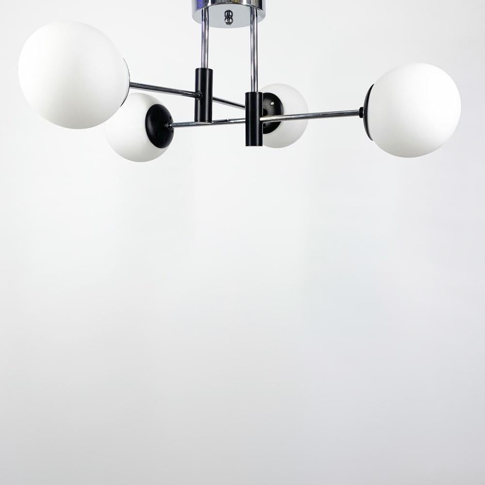 Люстра потолочная на 4 белых плафона Ø 60 см Хром (51797/4 CH+BK+WT) - фото 2 Люстра потолочная на 4 белых плафона Ø 60 см Хром (51797/4 CH+BK+WT) - фото 2