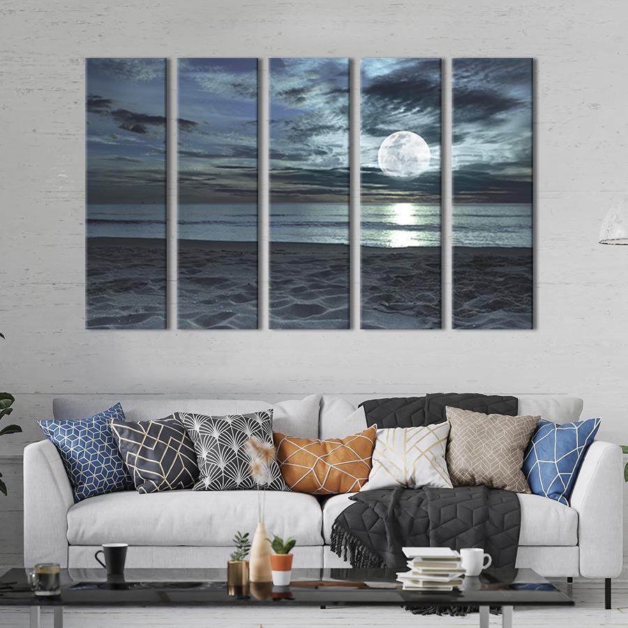 Модульная картина из 5 частей Ночь на берегу океана 155x95 см (407-51)