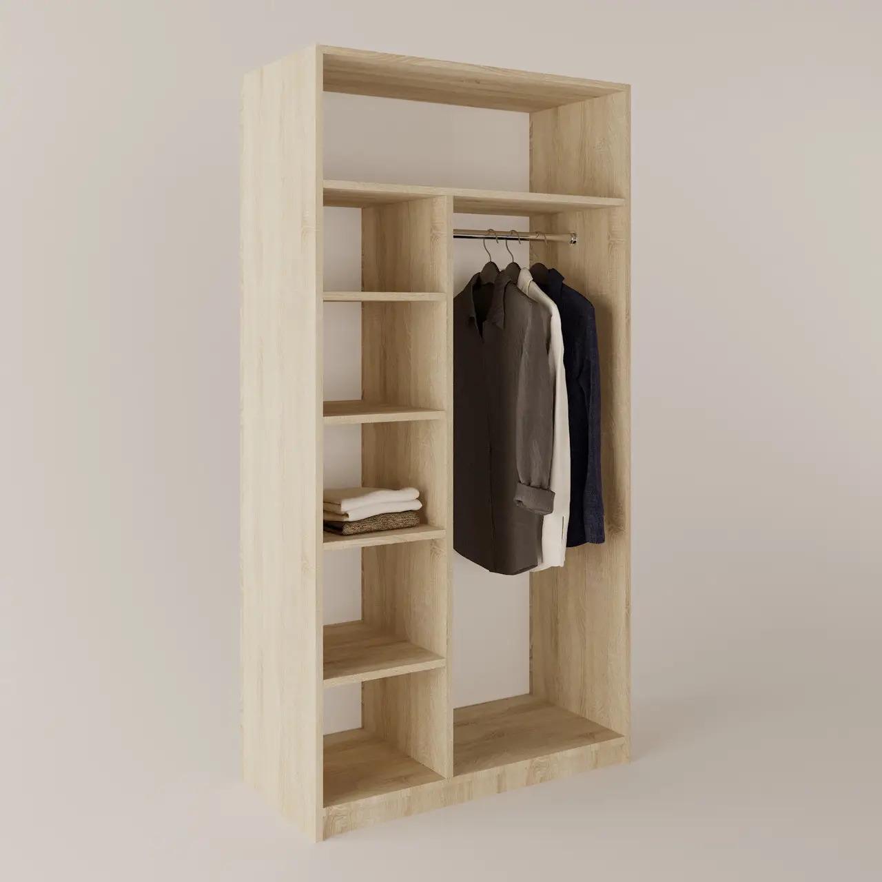 Шкаф для одежды с полками и штангой 100 см 1950х1000х520 мм Дуб cонома