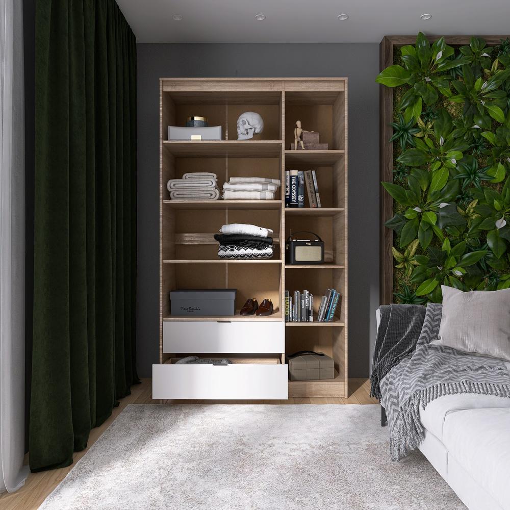 Шкаф распашной для одежды с выдвижными ящиками Эверест Сити-1200 120,2x50x204,6 см Дуб сонома/Белый (EVR-071128) - фото 4 Шкаф распашной для одежды с выдвижными ящиками Эверест Сити-1200 120,2x50x204,6 см Дуб сонома/Белый (EVR-071128) - фото 4