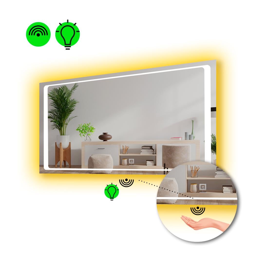 Зеркало с LED подсветкой Emma с ИК включателем 100x70 см (8776062)
