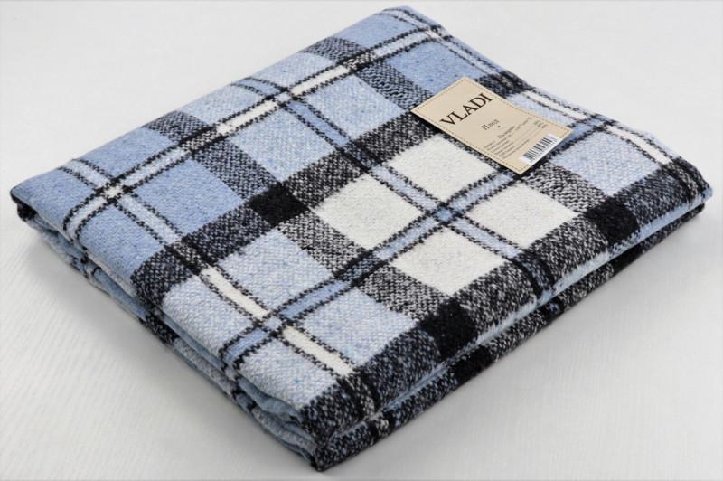 Шерстяной плед Vladi Palermo клетка 140х200 см Голубой (ПЛ-3008)