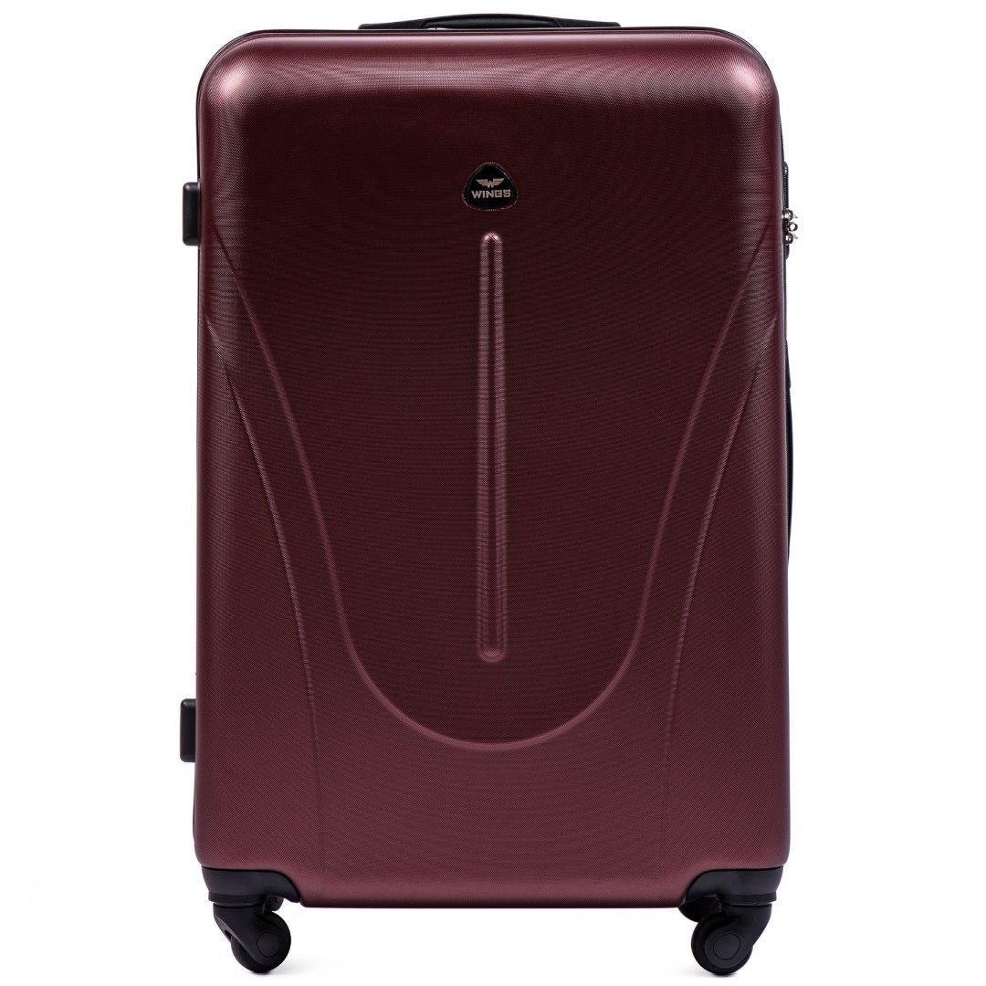Чемодан Wings 888 большой 76х49х30 см 89 л пластиковый на 4 колесах Темно-красный