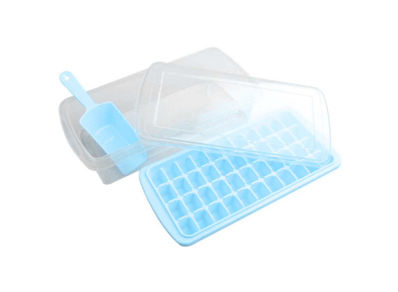 Форма для льда с контейнером 27х13 см Голубой (91-8725469)
